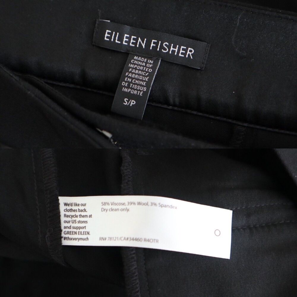 Eileen Fisher Size S Viscose Wool Blend Skinny Dress Pants Black - Picture 3 of 8